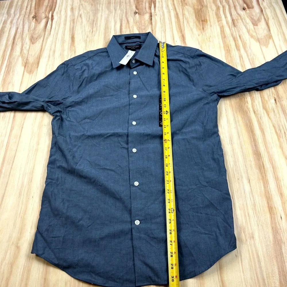 Banana Republic Dress Shirt Men's Medium Blue Non-Iron Slim Fit Button-Up NEW